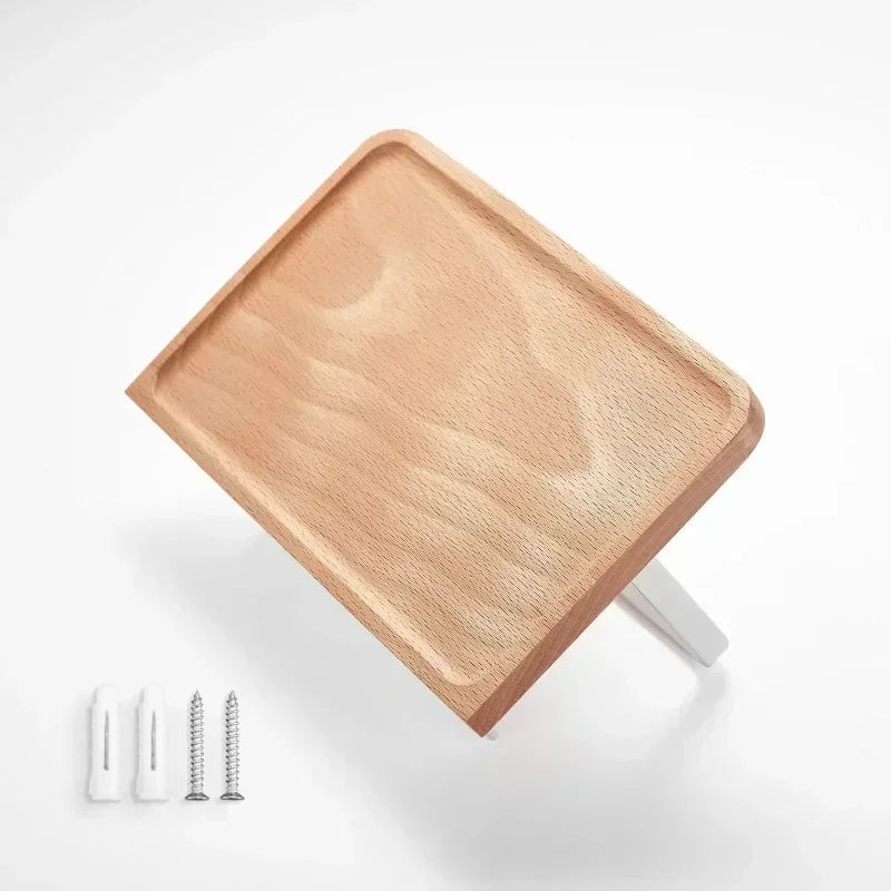 Wooden Wall Mount Toilet Paper Organizer Hand Towel Roll Shelf (White)