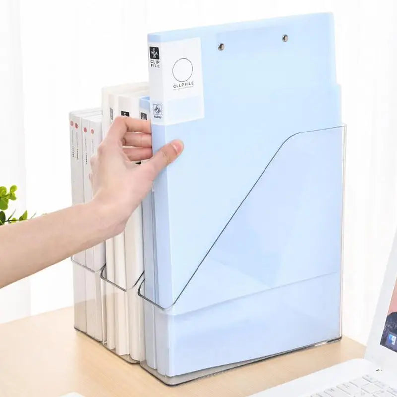 Clear Plastic Magazine File Holder Vertical Desk Organizer