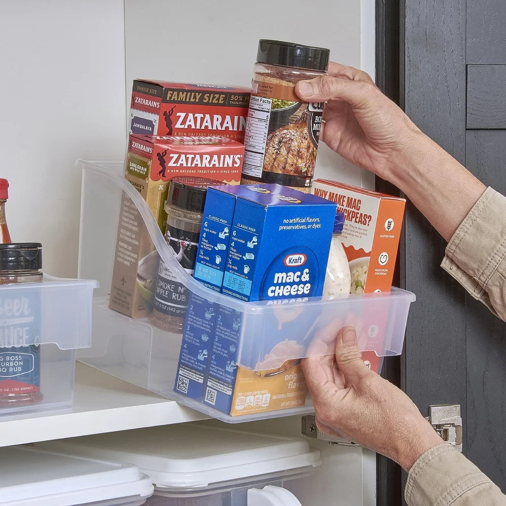 2-Tier Stackable Clear Pantry Organizer Bins with Easy Grip