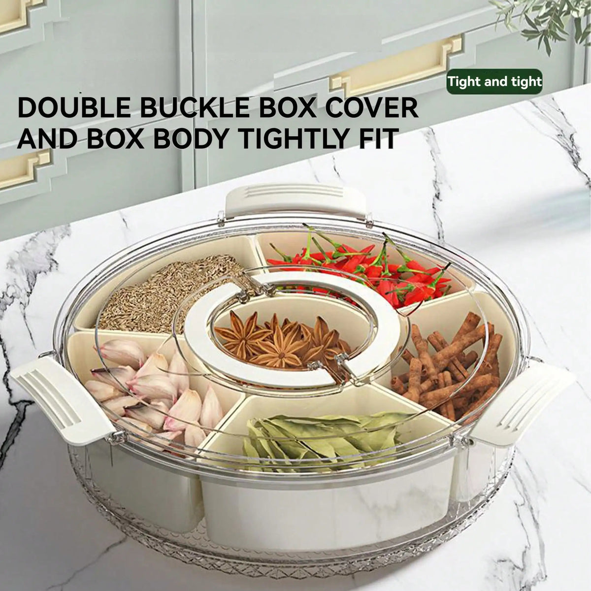 Rotating Divided Serving Tray with Lid &amp; Handle