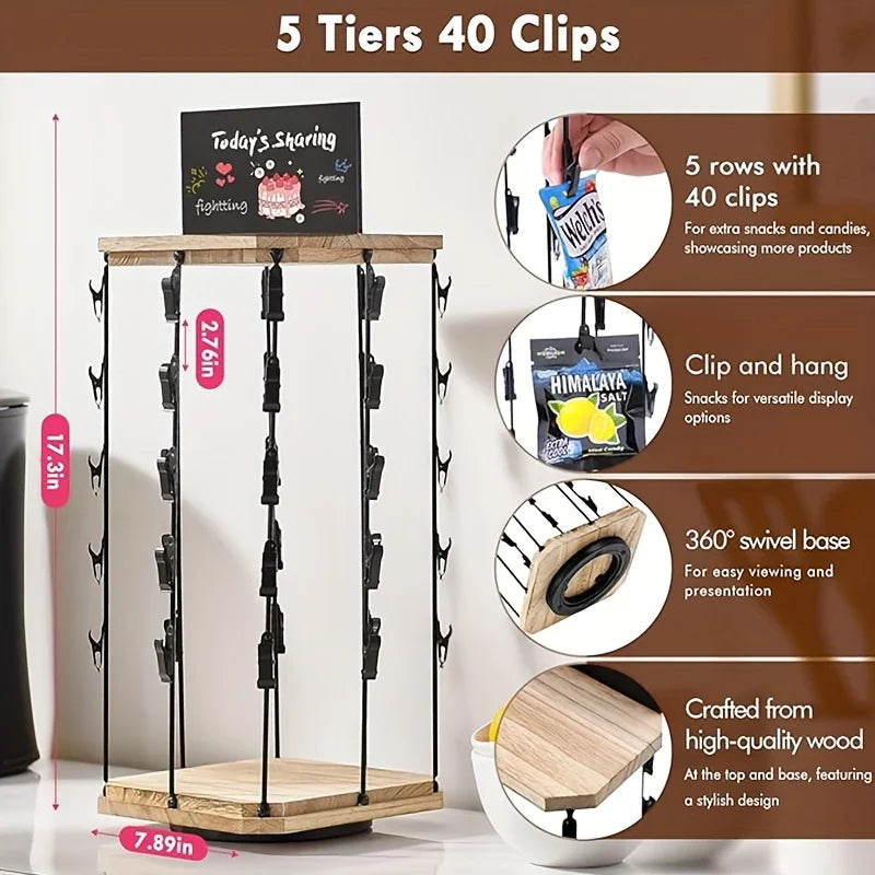 360° Rotating Snack Display Rack – Professional Countertop Merchandising Stand