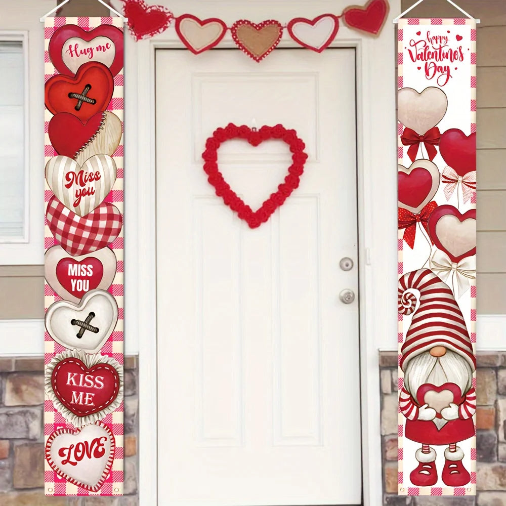 Valentines Day Door Banner Red Love Heart Hanging Sign