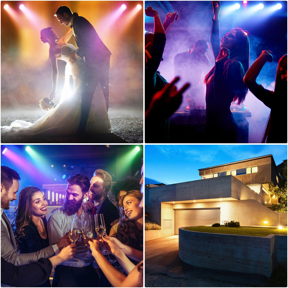2PCS Portable Mini RGB LED Stage Party Light (US Plug)