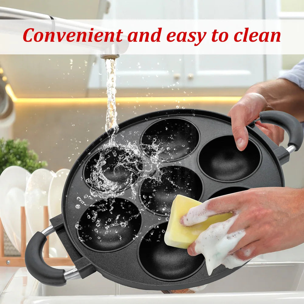 Cast Iron 7 Hole Omelette Pan Non-Stick Breakfast Egg Cooker