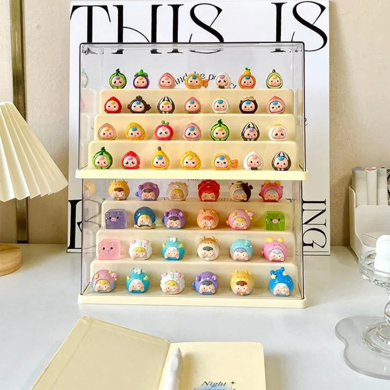 Clear Acrylic Display Case Dustproof Storage Organizer Pearl White)
