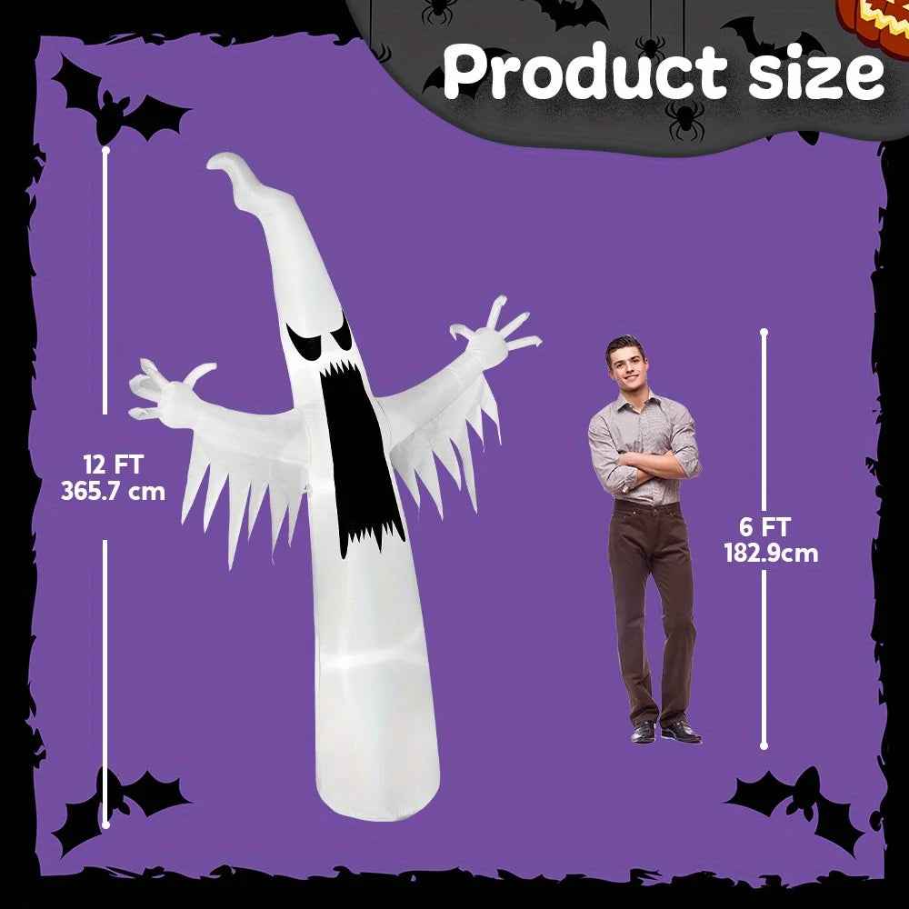Halloween Inflatable Ghost with LED Lights 12 FT Scary Outdoor Yard Decoration