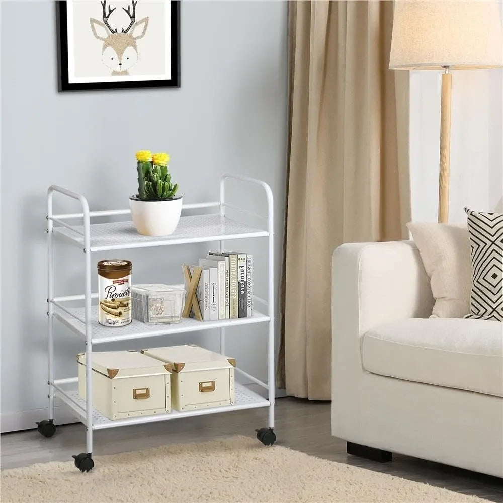 3-Tier Lockable Home Trolley with Wheels