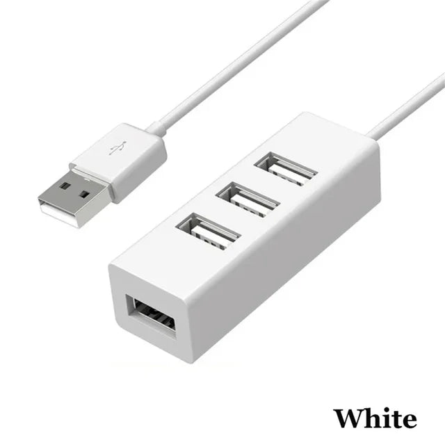 Powered 4-Port USB 2.0 Hub Splitter Expander Adapter for PC, Laptop (White)