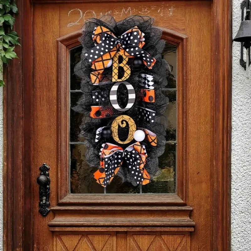 BOO Halloween Wreath Door Hanging Decoration