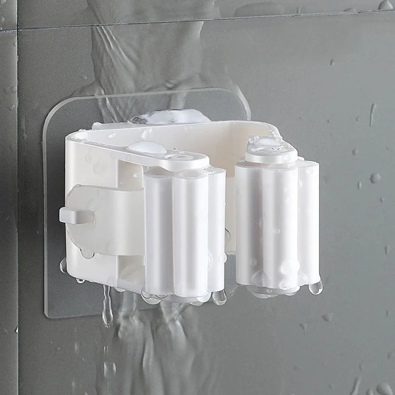Minimalist Mop Clamp Suction Hook Set Effortless Tool-Free Wall Rack