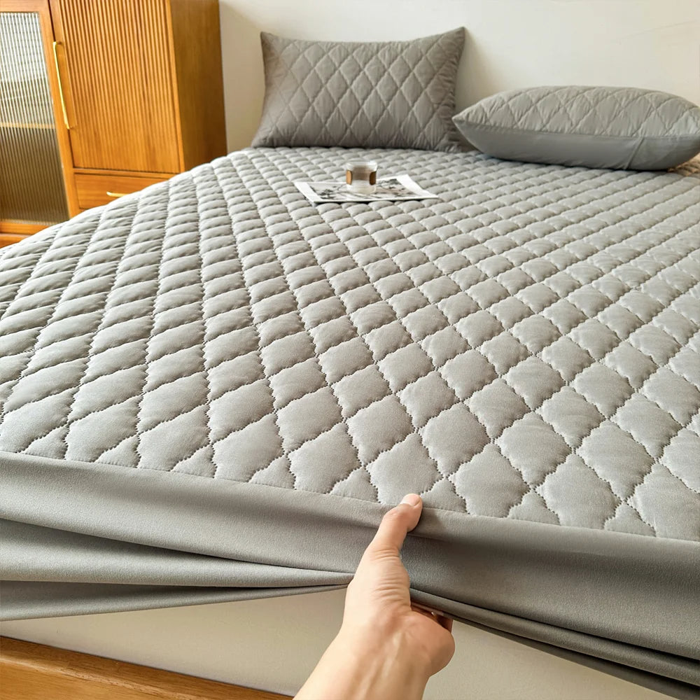 Throw Mattress Cover Waterproof Bed Fitted Sheet Mattress Protector (Gray)