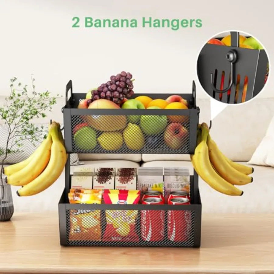 Kitchen Counter Fruit Stand with Fruit Hanger for Vegetables, Bread &amp; Snacks