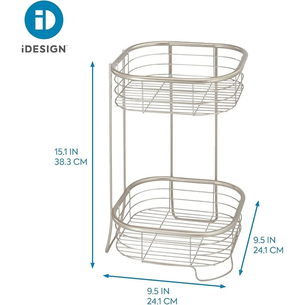2-Tier Metal Wire Corner Shower Caddy Bathroom Storage Organizer Basket
