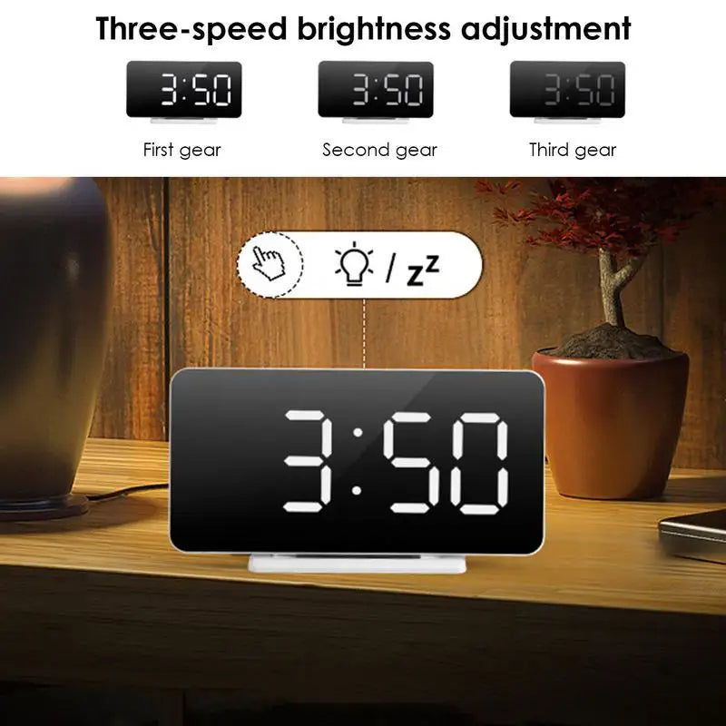 Multifunctional Car LED Mirror Clock Digital Display (White)