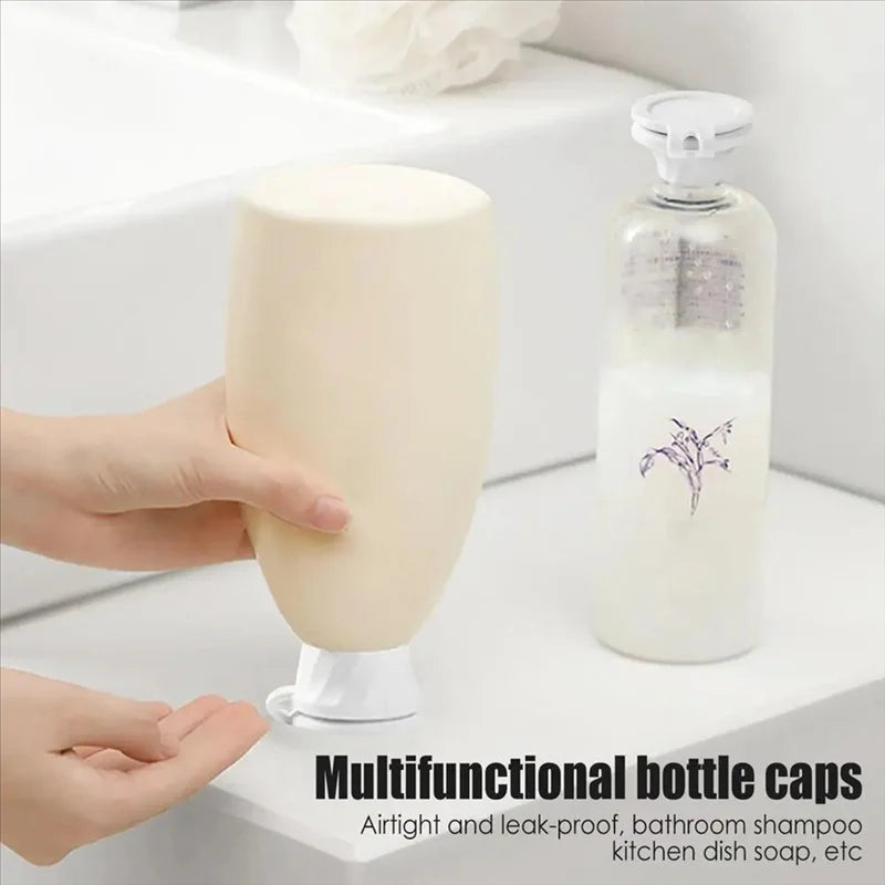 3-Pack Plastic Bottle Caps, Leakproof Inverted Bottle Lids for Shampoo, Shower Gel, Lotion &amp; Kitchen Spice Bottles, Replacement Flip-Top Caps