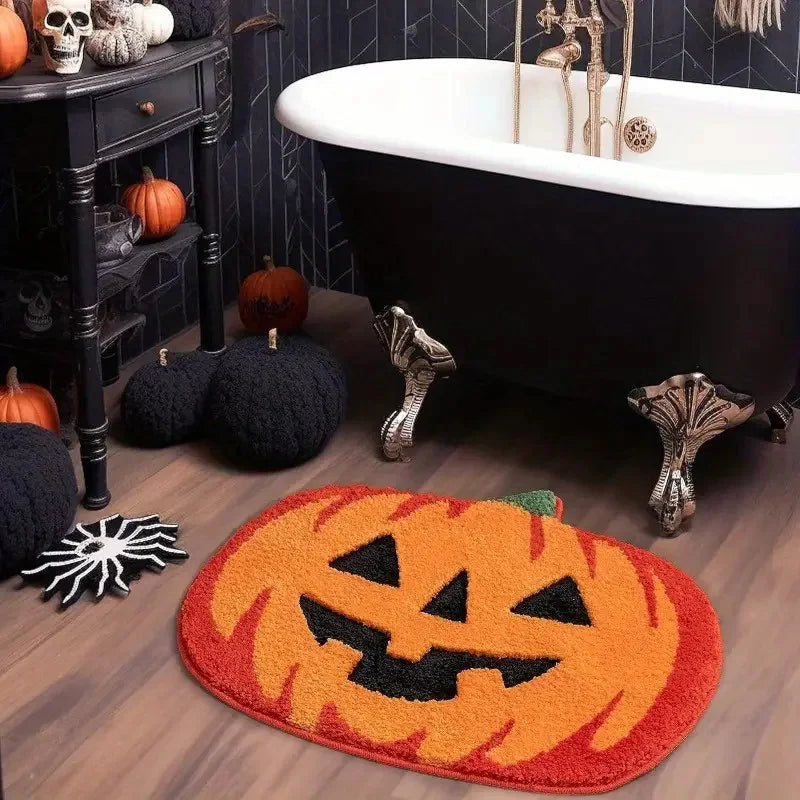 Non-Slip Pumpkin Bath Rug for Halloween Decor