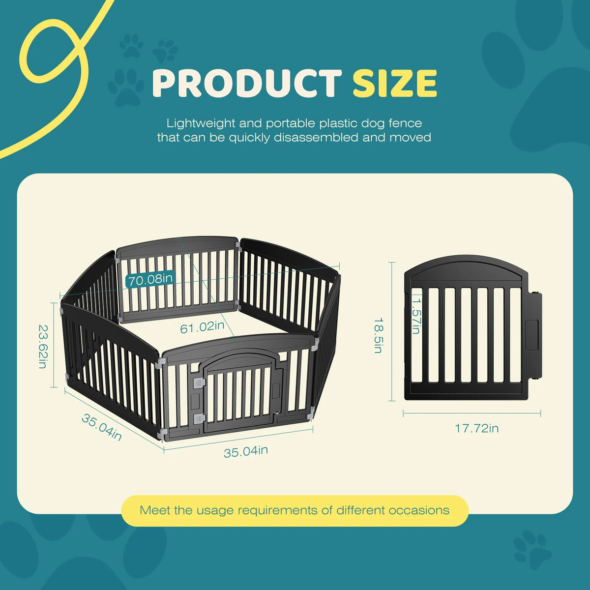 Plastic Dog Playpen, 6-Panel 24-Inch Expandable Durable Pet Fence (Black)