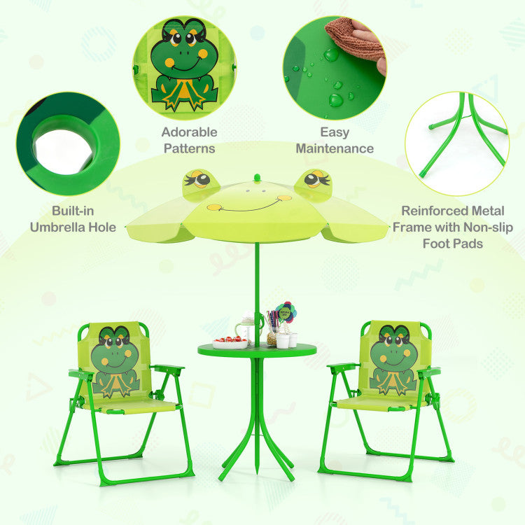 Portable Picnic Set for Kids with Two Folding Chairs &amp; Umbrella (Light Green)