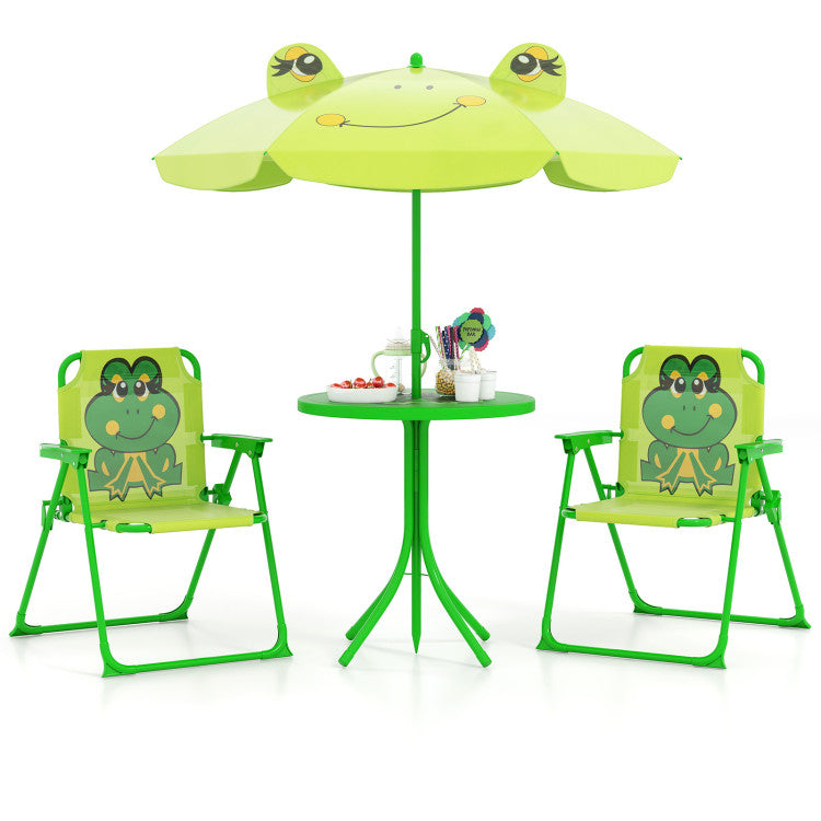 Portable Picnic Set for Kids with Two Folding Chairs & Umbrella (Light Green)
