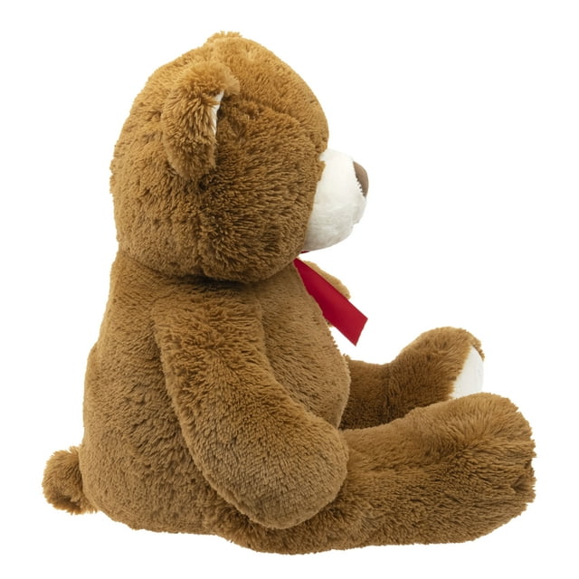 33" Jumbo Plush Brown Bear with Red Ribbon