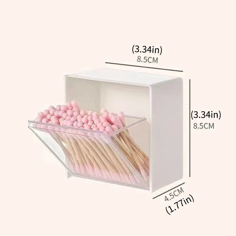 Plastic Wall Mounted Storage Boxes 4 Pack, Dustproof Bathroom Organizer for Cotton Swabs Makeup Adhesive Small Jewelry Holder Box