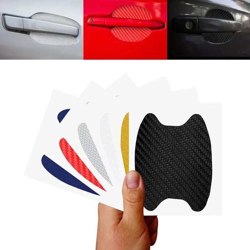 Car Door Handle Cup Bowl Sticker Carbon Fiber 4 Pieces Anti-Scratch Protective Cover Stickers Auto Exterior Styling Accessories