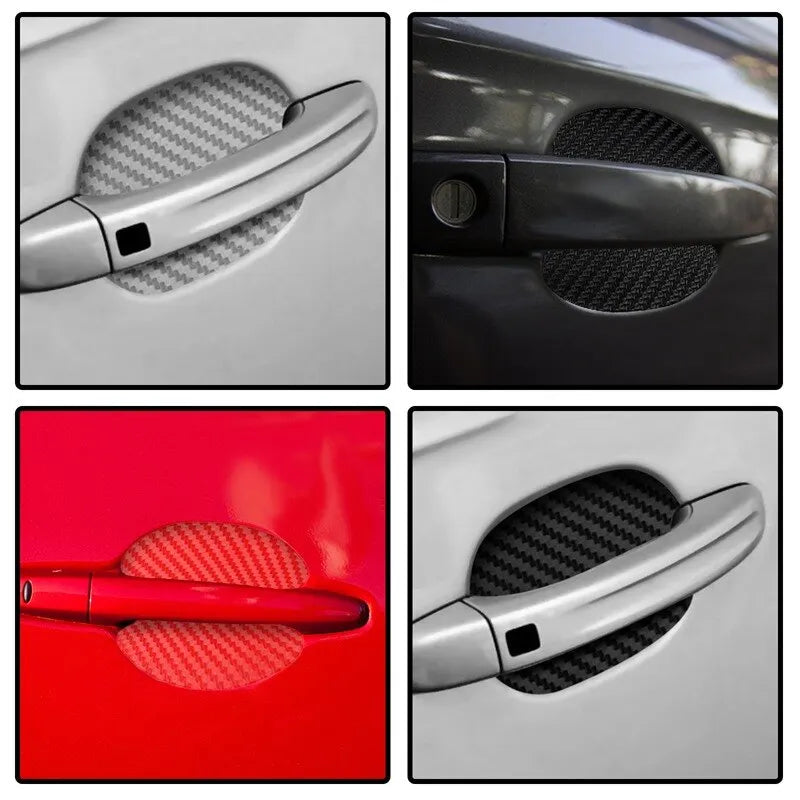 Car Door Handle Cup Bowl Sticker Carbon Fiber 4 Pieces Anti-Scratch Protective Cover Stickers Auto Exterior Styling Accessories