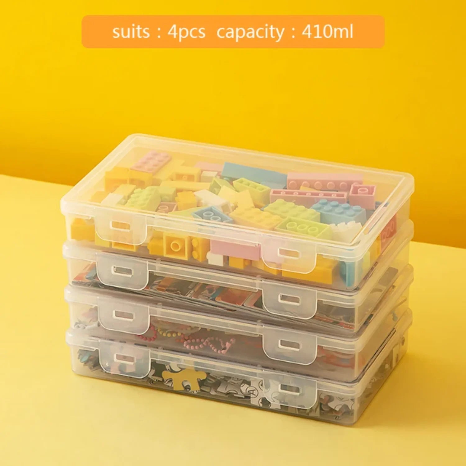 Rectangular Plastic Storage Boxes 4-Pack (Clear)