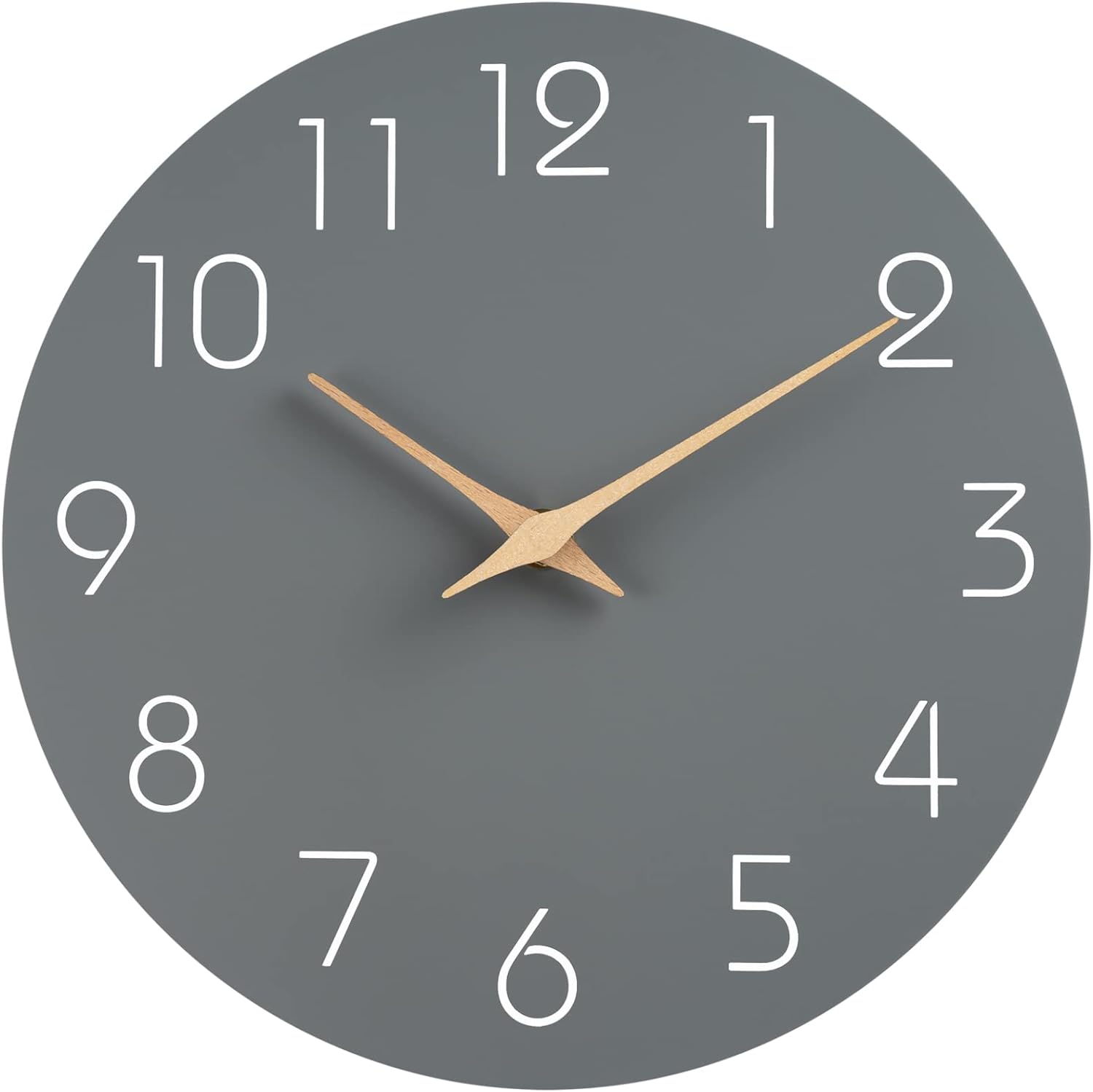 Wall Clock 14" Wall Clocks Battery Operated Silent Non-Ticking, Gray