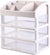 Cosmetic Display Cases Makeup Storage Box with 3 Drawers, White