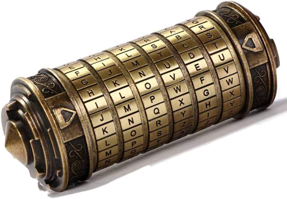 Da Vinci Code Mini Cryptex Lock Puzzle Boxes with Hidden Compartments, Brass