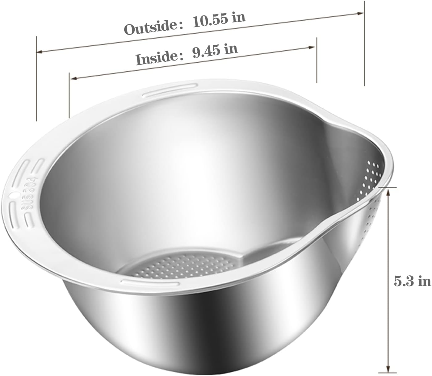 Rice Washer Strainer Bowl 4 in 1 Stainless Steel Rinser With Side Drainers Small Colander