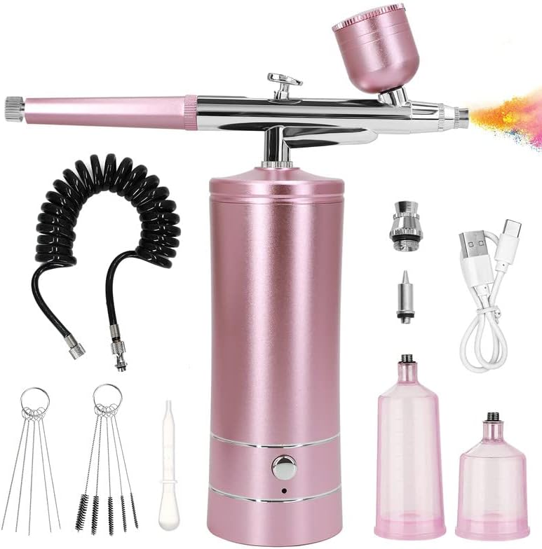 Auto Handheld Airbrush Gun with 0.3mm Tip Rechargeable Portable Air Brushes for Painting, Tattoo, Nail Art