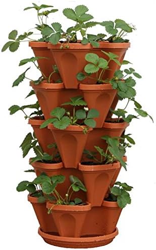 Gardening Pots 5-Tier Strawberry and Herb Garden Planters (Terra-Cotta, 1 Pack)