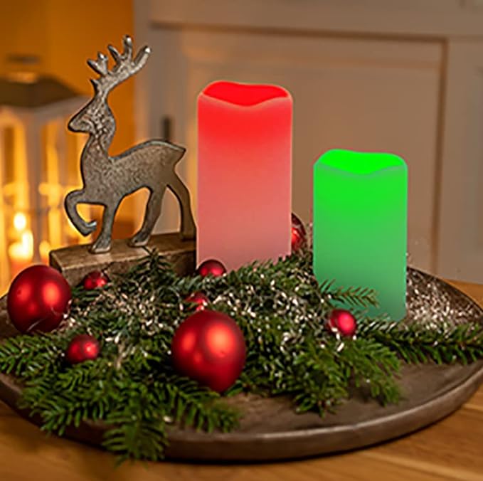 Color Changing Christmas Flameless Candles, 9 Pieces Battery Operated LED Candles with Remote and Timer for Christmas Tree Decor