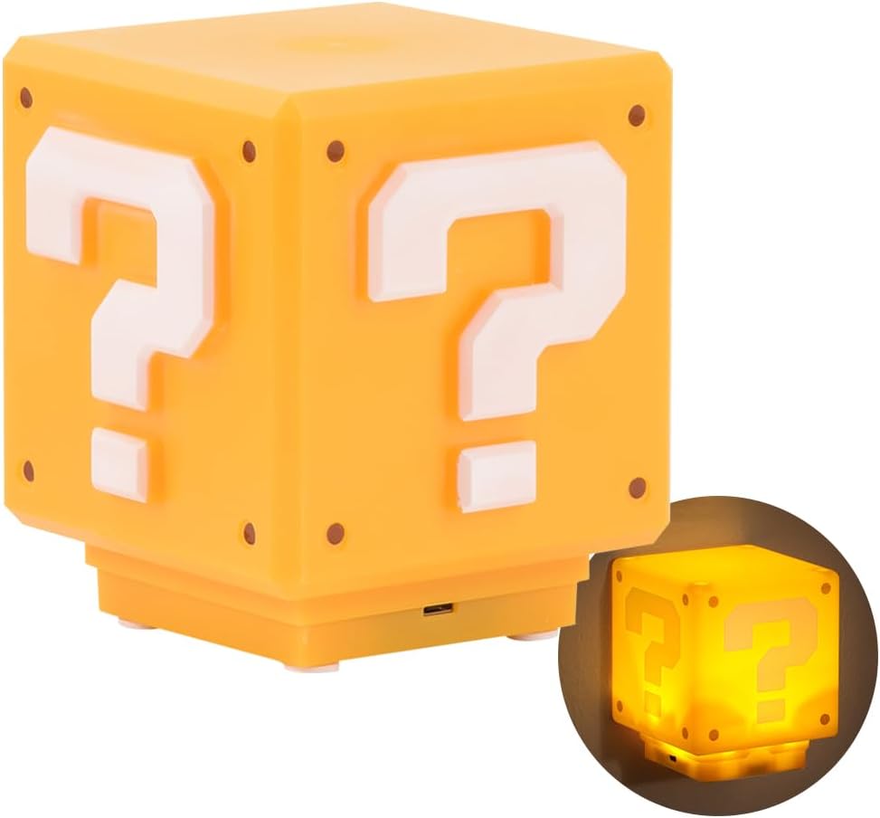 Question Block Night Light, Gamer Lamp with Sound Effects for Kids Gift