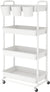 Rolling Storage Cart Utility Cart 4 Tier with Extra Hanging Cups Handles Lockable Wheels, White