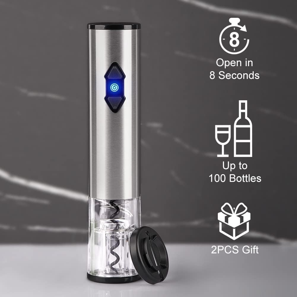 Electric Wine Opener Battery Operated Stainless Steel