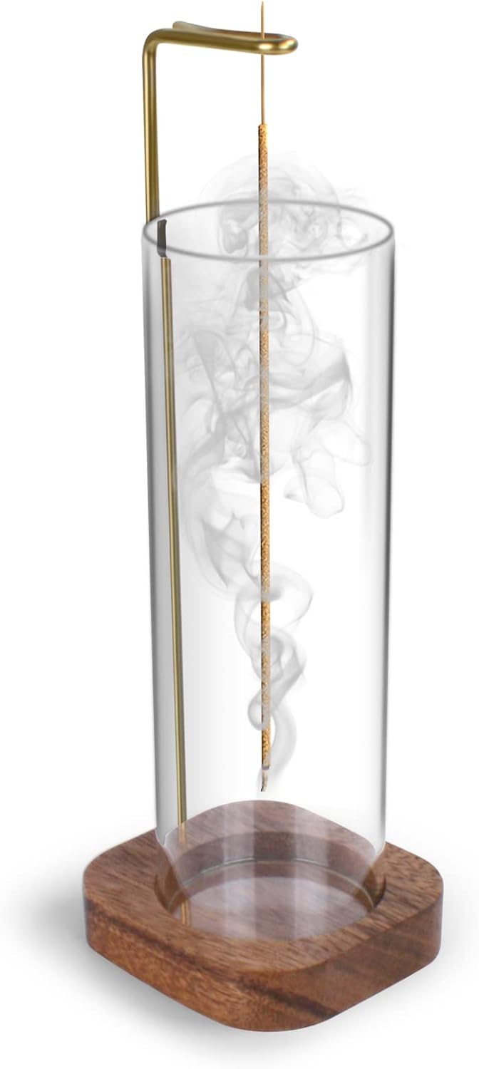 Incense Holder with Removable Glass Ash Catcher Mess-Free Incense Burner Holder