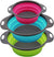 Colander Set of 3 Collapsible Round Silicone Kitchen Strainer Set (Green, Blue, Purple)