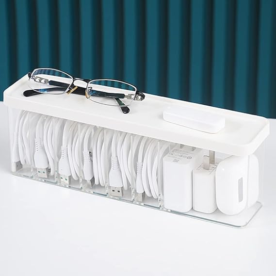 Charger Cable Cord Storage Organizer, 1 Pack Easy Storage Without Cable Ties, White