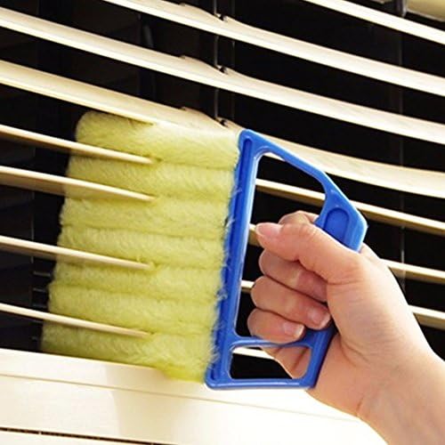 Blue Handheld Mini Blinds Cleaner Shutters, Curtain Brush Dust Remover Orange with 7 Removable Microfiber Sleeves