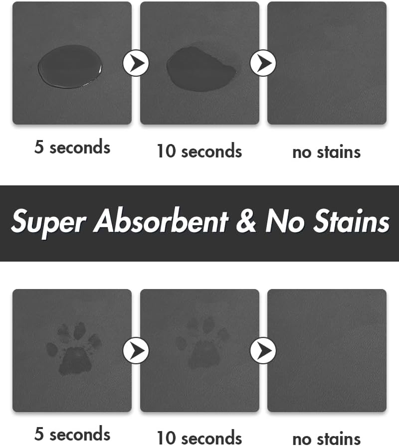Pet Feeding Mat Absorbent Quick Dry Dog Mat, Dark Gray (12" x 19")