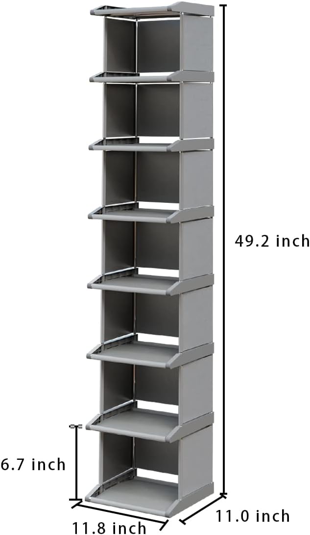 8 Tiers Shoe Rack DIY Narrow Stckable Free Standing Shoes Storage Tall