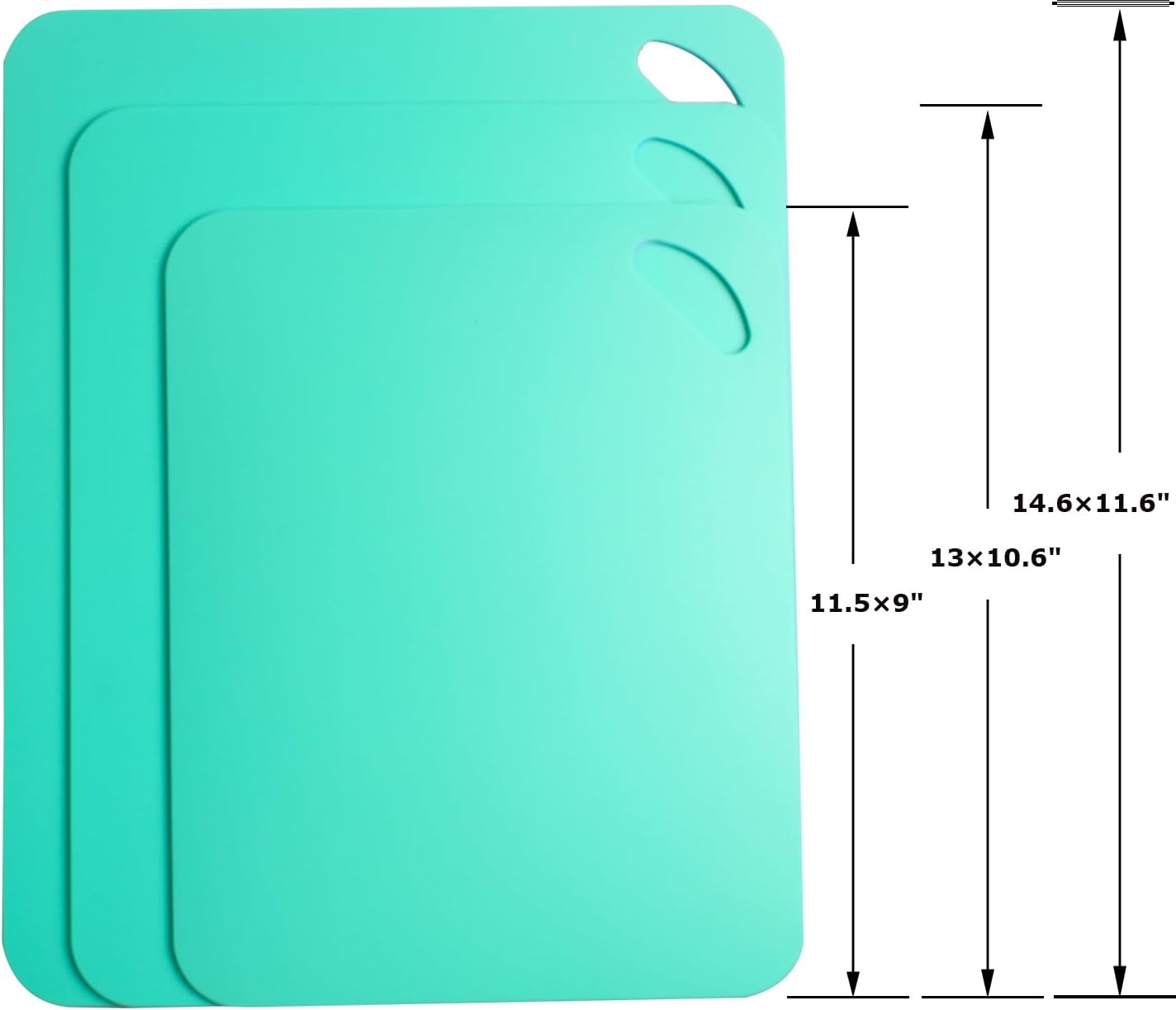 Plastic Chopping Board, Set of 3 Cutting Board Sheet for Kitchen Cooking, Dishwasher Safe（13" x 10.6"）