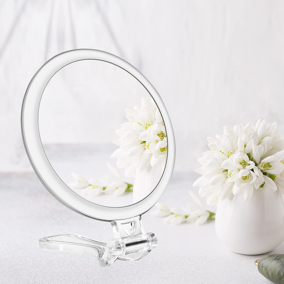 Handheld Mirror Double Sided 15x Magnifying Hand Mirror with Handle