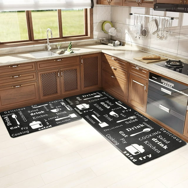 Kitchen Rug Mat Set Waterproof Oil-proof Non Slip Kitchen Runner Rug (17"x48"and 17"x28")