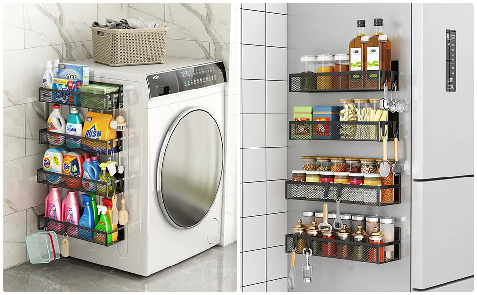 Magnetic Spice Rack Organizer for Fridge Side, 5-Pack