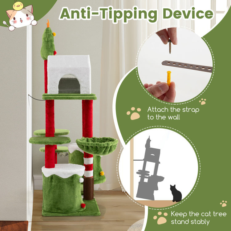 Cat Tree Tower 58 Inch Multi-level Pet Climbing and Jumping Tower Furniture