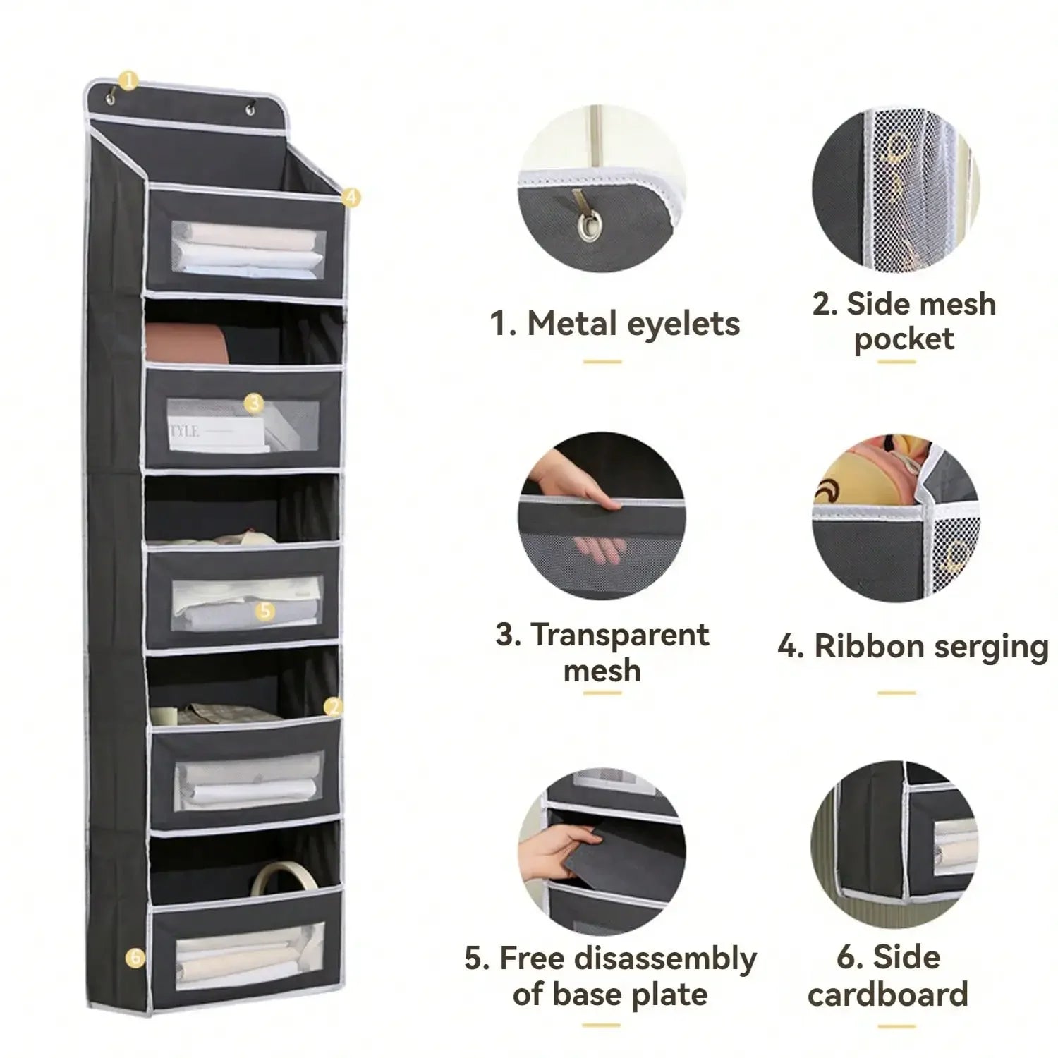 Over-the-Door 5-Shelf Hanging Organizer (Black)